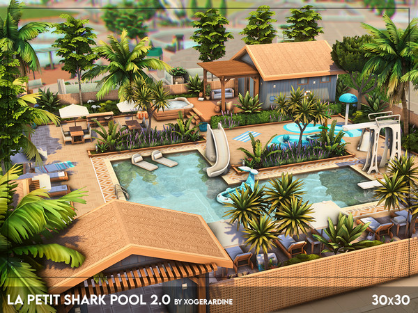 Sims 4 — La Petit Shark Pool 2 - NO CC by xogerardine — It's been almost 7 years since I recreated the iconic public pool
