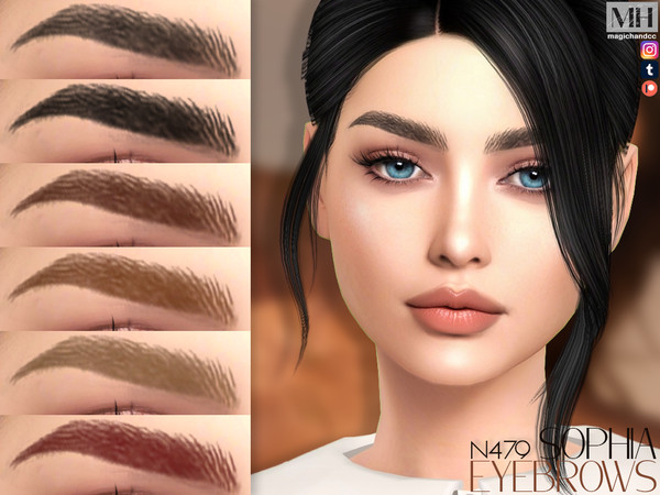 Sims 4 — Sophia Eyebrows by MagicHand — Feathered brows in 13 colors - HQ Compatible.