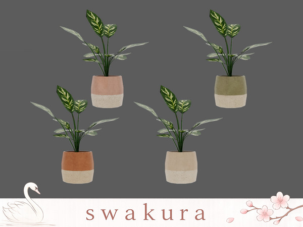 Sims 4 — MOSS Potted Plant by Swakura — 1 MOSS Bathtub