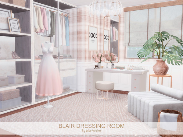 Sims 4 — Blair Dressing Room by BlusterSims — A dreamy, elegant dressing room in soft blush, ivory, and warm neutrals,