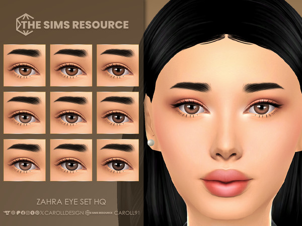 Sims 4 — Zahra Eye Set HQ by Caroll912 — A 9-swatch Maxis Match set of face paint and default replacement eyes in