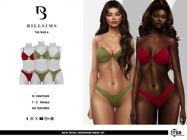 Sims 4 — Bow Detail Underwire Bikini Set by Bill_Sims — This set includes an underwired bikini top with a bow detail in
