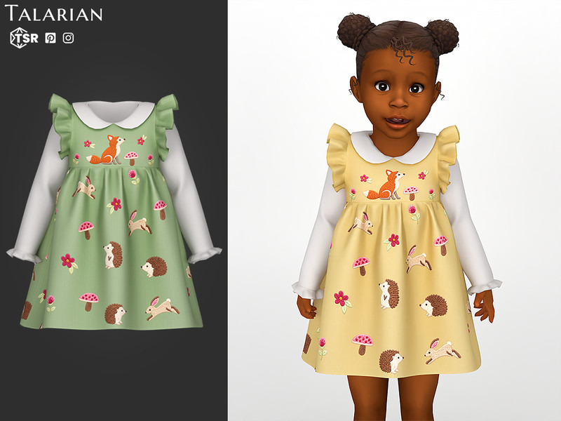 Sims 4 special occasion fashion CC Gemma Dress With Peter Pan Collar Top by talarian