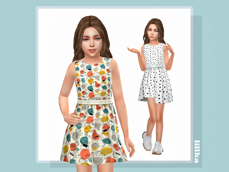 Sims 4 kids clothing CC Finch Dress by lillka