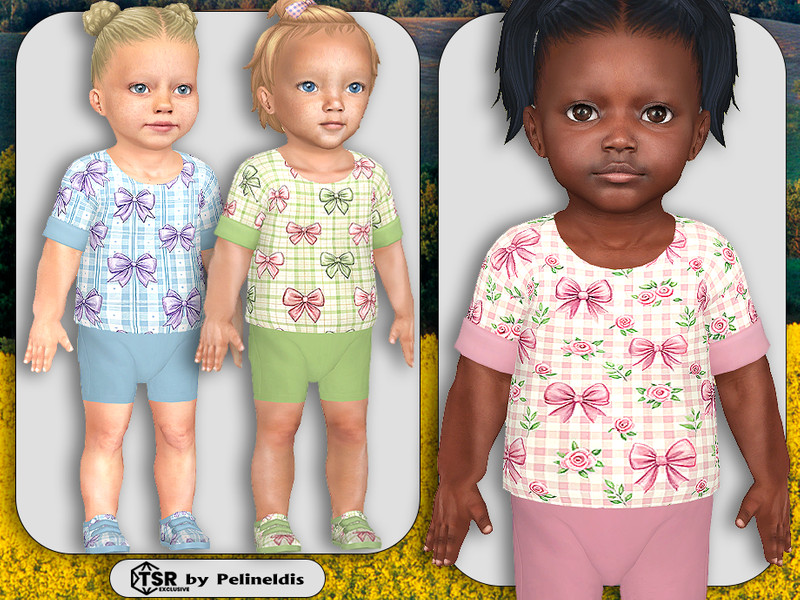 Sims 4 uniform and preppy fashion CC Infant Girls Preppy Coquette Top by Pelineldis