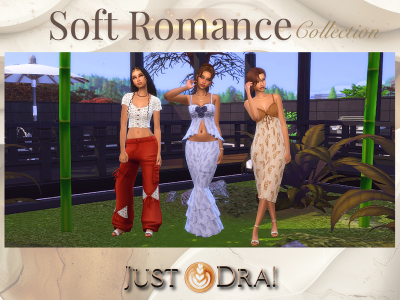 Sims 4 complete clothing set CC Soft Romance Collection by Draven298