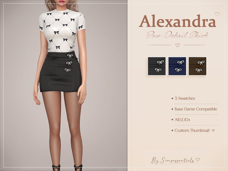 Sims 4 lace bow and ruffle fashion CC Alexandra Bow-Detail Skirt by Simsessentials