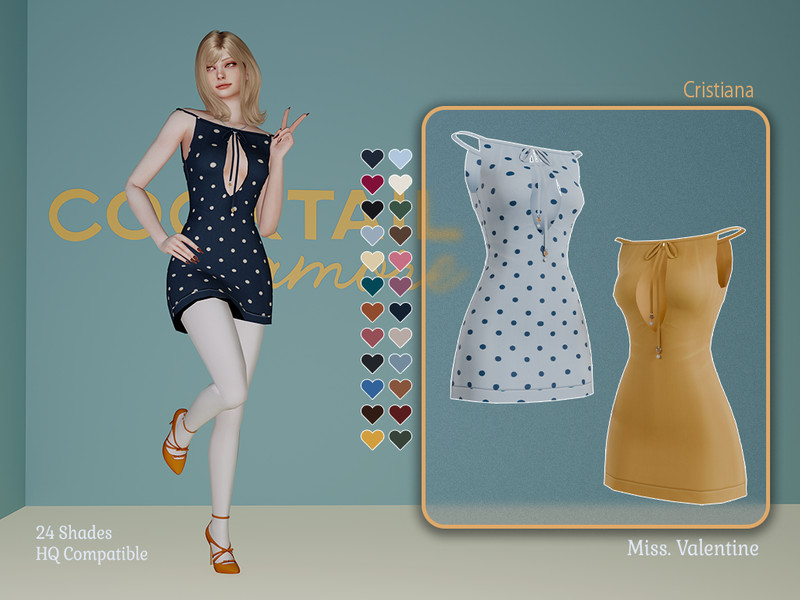 Sims 4 dress CC Cristiana short dress with open front and back by MissValentine142
