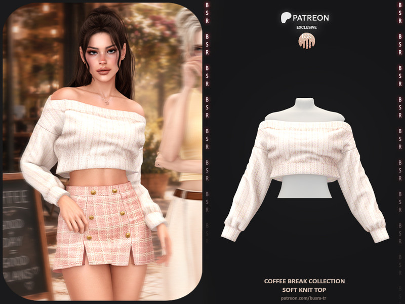 Sims 4 fall clothing CC Coffee Break Collection - 1 Soft Knit Top by busra-tr