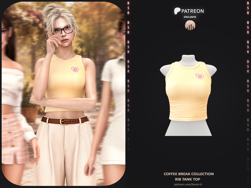 Sims 4 women’s top CC Coffee Break Collection - 3 Rib Tank Top by busra-tr