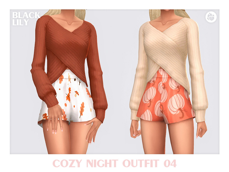 Sims 4 contemporary women’s clothing custom content CC Cozy Night Outfit 4 by Black_Lily