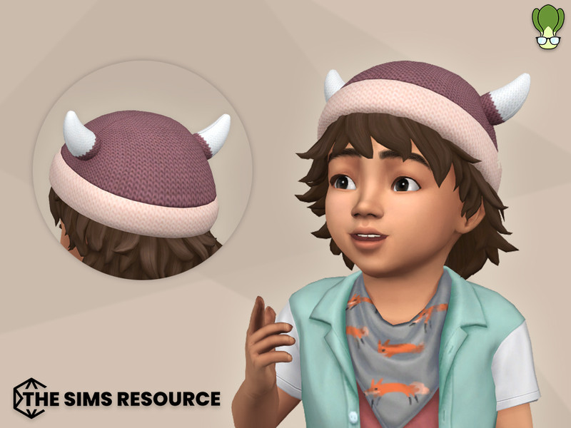 Sims 4 hat CC Toddler Viking Helm Knitted Wool Beanie by kapakijo