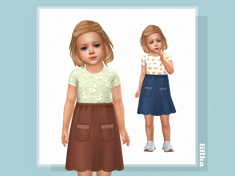 Sims 4 toddler girl clothing CC Dominique Dress by lillka