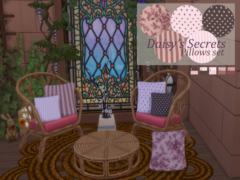 Sims 4 furniture CC KsuCCSims4 - Daisys Secrets Pillows set by KsuCCSims4