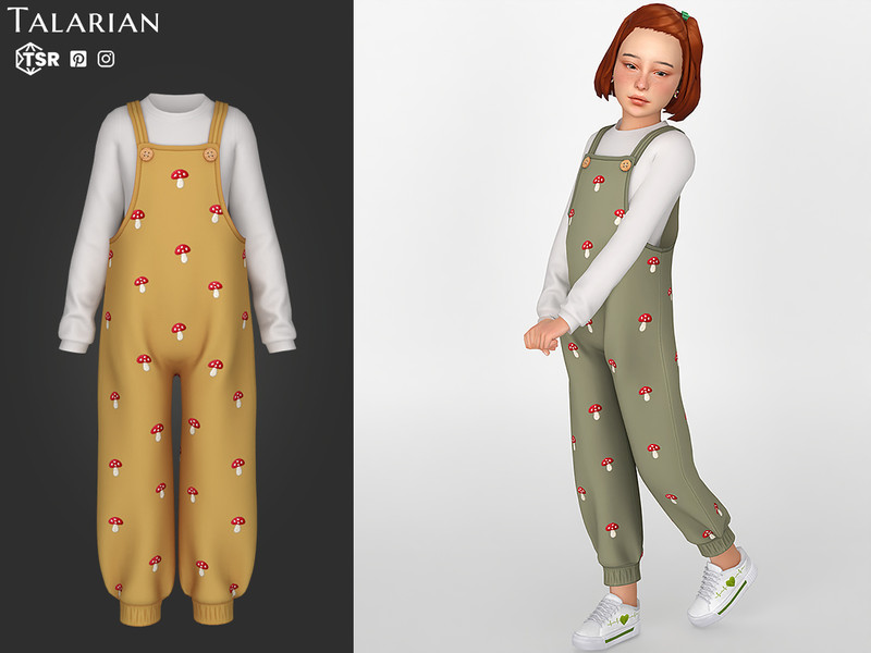 Sims 4 toddler boy clothing CC Eloise Outfit With Mushroom Dungarees by talarian