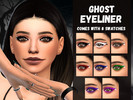 Sims 4 — Ghost Eyeliner by _alttrait_ — A thick winged liner with a cute little ghost holding onto the wing! A much more