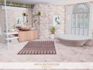 Sims 4 — Anya Bathroom by BlusterSims — Anya Bathroom is a bright, elegant spa-inspired space with warm wood, soft