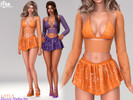 Sims 4 — Layla - Electric Nights Set - Top and Skirt by Layla — Top: Sheer long-sleeve shrug layered over a metallic