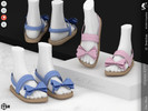 Sims 4 — Shoes KP1V- Female by KaTPurpura — Flat fiber-material sandals with a large bow