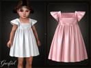 Sims 4 — Toddler - Elegant satin dress with flutter sleeves and gathered skirt by Garfiel — A graceful toddler dress