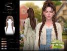 Sims 4 — S-CLUB Ponytail and double long braids hair Countryside Charm by S-Club — Ponytail and double braids hairstyle