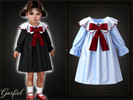 Sims 4 — Toddler - Classic dress with scalloped collar and velvet bow by Garfiel — A charming toddler dress with a loose