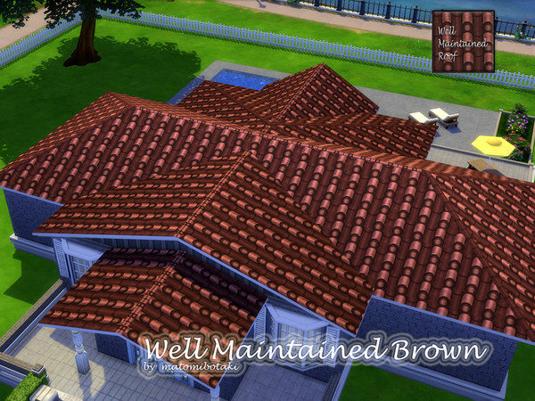 Sims 4 — Well Maintained Roof Brown by matomibotaki — Set with new Roof textures in 5 different colors, featuring