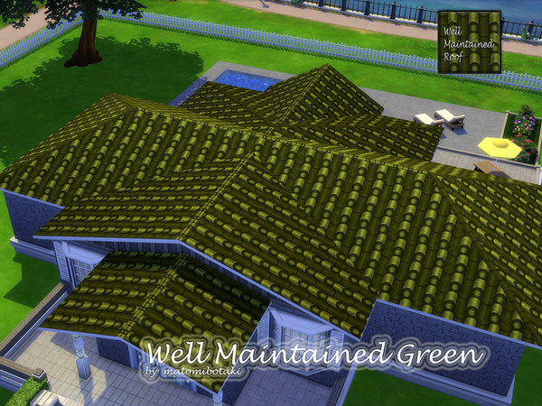 Sims 4 — Well Maintained Roof Green by matomibotaki — Set with new Roof textures in 5 different colors, featuring
