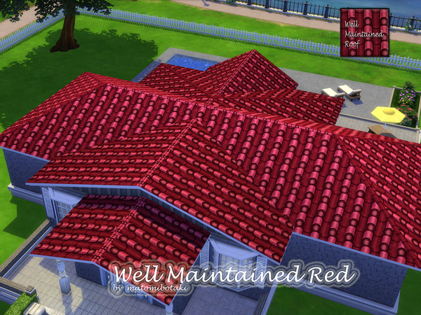 Sims 4 — Well Maintained Roof Red by matomibotaki — Set with new Roof textures in 5 different colors, featuring
