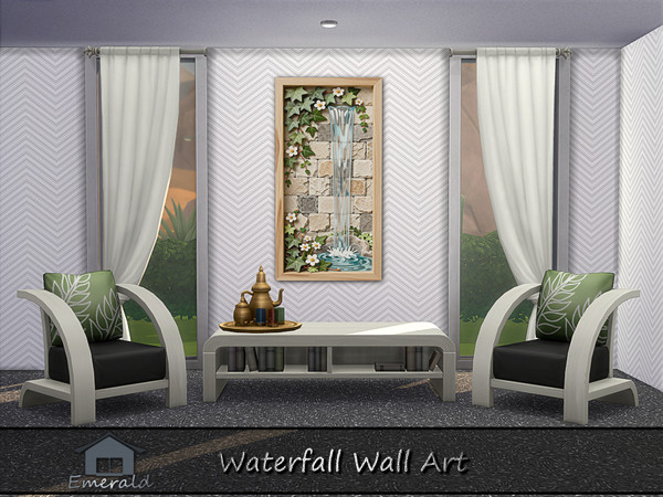 Sims 4 — Waterfall Wall Art 1 by Emerald — Waterfall calming atmosphere, bringing nature indoors makes a room feel fresh.
