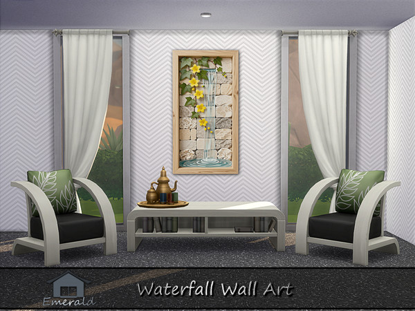 Sims 4 — Waterfall Wall Art3 by Emerald — Waterfall calming atmosphere, bringing nature indoors makes a room feel fresh.