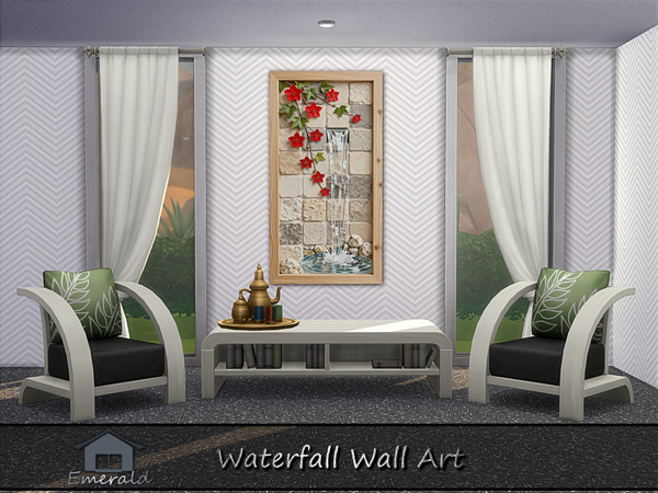 Sims 4 — Waterfall Wall Art4 by Emerald — Waterfall calming atmosphere, bringing nature indoors makes a room feel fresh.