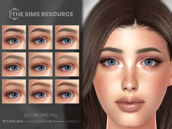 Sims 4 — Lily Brows HQ by Caroll912 — A 9-swatch soft, arched eyebrows in different tones of black, brown, blonde and