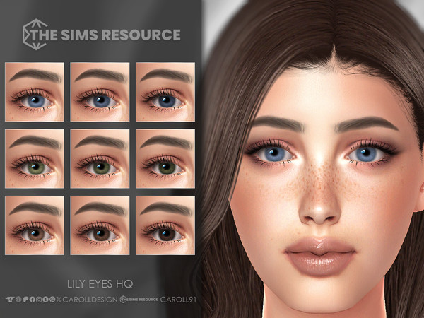 Sims 4 — Lily Eyes HQ by Caroll912 — A 9-swatch face paint set of eyes in different shades of blue, green, and brown.