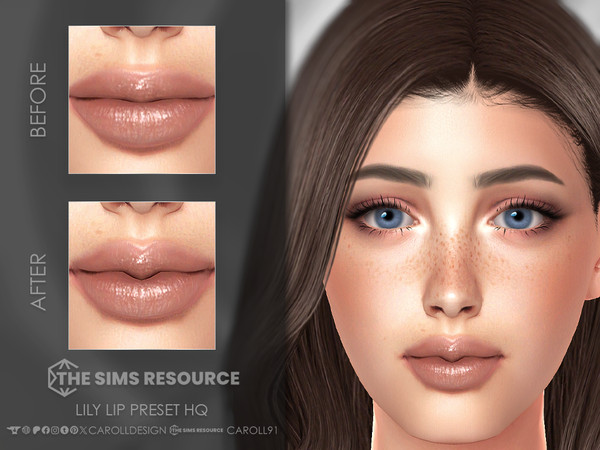 Sims 4 — Lily Lip Preset HQ by Caroll912 — A medium-sized pinched lip preset for female Sims. Preset is suited for