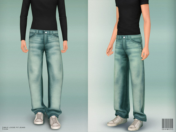 Sims 4 — Male 2000's Loose Fit Jeans by cosimetic — 2000's Male Loose Fit Jeans CC04 An effortless everyday staple your