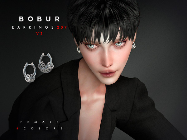 Sims 4 — Bobur Earrings 209 V2 by Bobur2 — Aura hoop earrings set for female