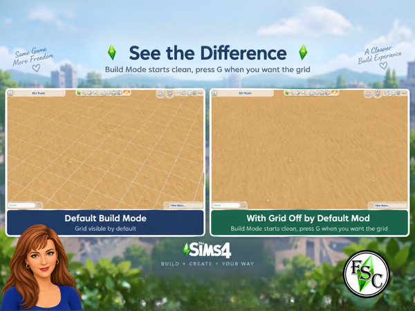 Sims 4 — MOD: Grid Off by Default by FloridaySimsCreations — With Grid Off by Default, the grid will now automatically