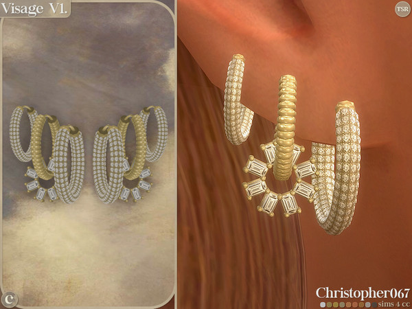Sims 4 — Visage Earrings V1 - Diamond Charm Hoops Earring Stack by christopher0672 — This is an elegant set of diamond