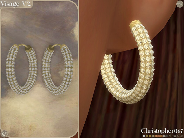 Sims 4 — Visage Earrings V2 - Diamond Studded Hoops Earrings by christopher0672 — This is an elegant set of diamond and