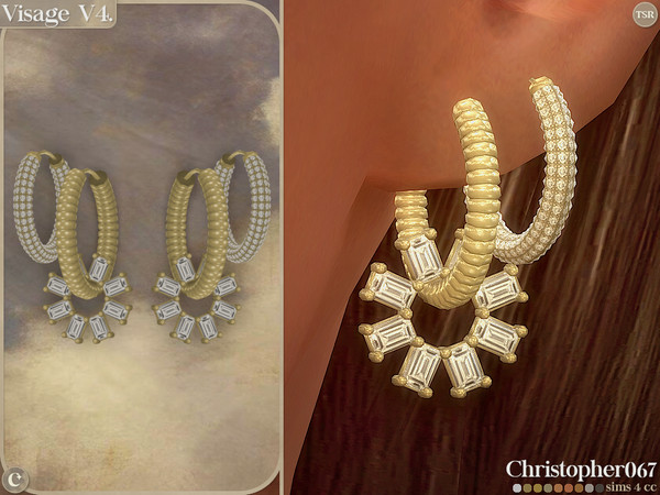 Sims 4 — Visage Earrings V4 - Beaded Hoop and Diamond Hoop Earrings by christopher0672 — This is an elegant set of