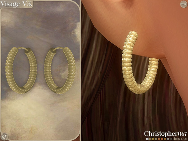 Sims 4 — Visage Earrings V5 - Beaded Hoop Earrings by christopher0672 — This is an elegant set of diamond and beaded hoop