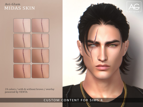 Sims 4 — Avi-Glam - Midas Skin by VentaStudio — 12 Swatches