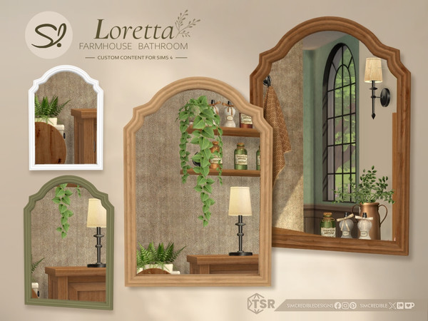 Sims 4 — Loretta Mirror by SIMcredible! — Call your sims to a relaxing bath time in the countryside house. Loretta is a