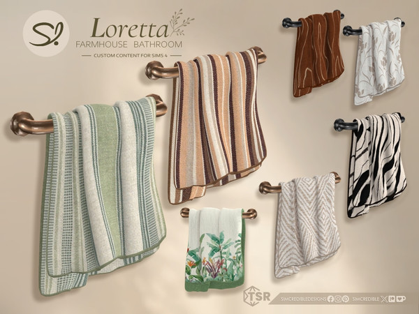 Sims 4 — Loretta Hand Wall Towel by SIMcredible! — To bring a warm touch to your Loretta Farmhouse bathroom, we created a