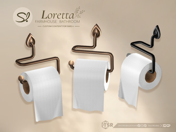 Sims 4 — Loretta Toilet Paper by SIMcredible! — To bring a warm touch to your Loretta Farmhouse bathroom, we created a