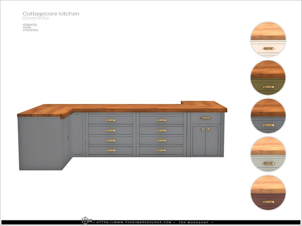 Sims 4 — Cottagecore - counter by Severinka_ — A furniture and decor set for the kitchen.