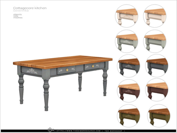 Sims 4 — Cottagecore - dining table by Severinka_ — A furniture and decor set for the kitchen.