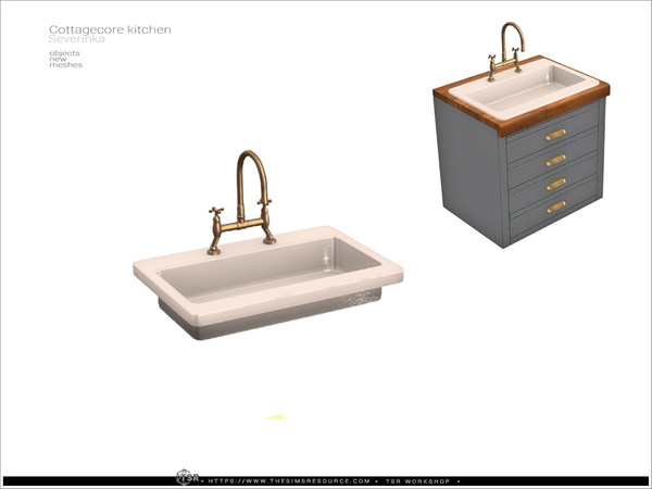 Sims 4 — Cottagecore - sink v1 by Severinka_ — A furniture and decor set for the kitchen.
