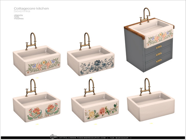 Sims 4 — Cottagecore - sink v2 by Severinka_ — A furniture and decor set for the kitchen.